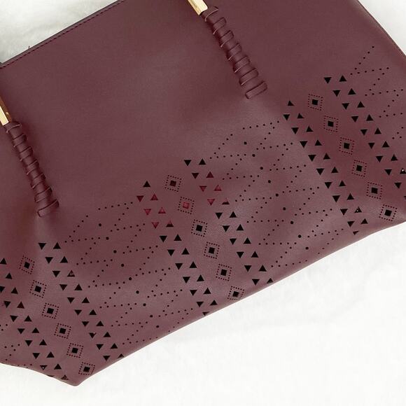 Burgundy Faux Leather Oversized Shoulder Bag - Picture 5 of 15
